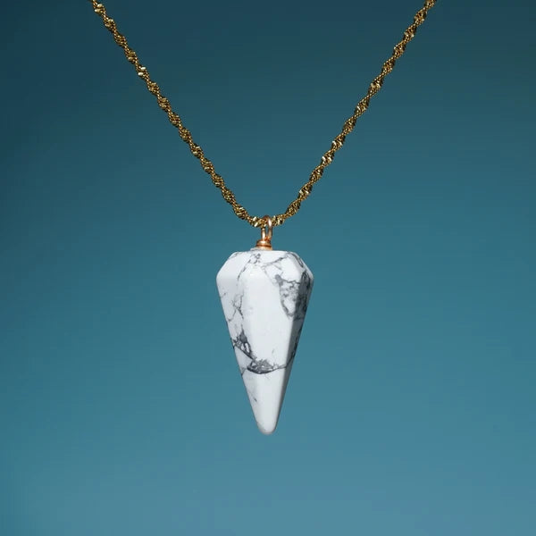 White Turquoise Pendant with 18k chain
